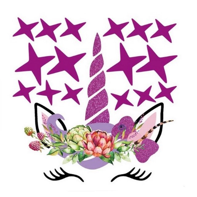 Vinil Decorativo Infantil Animal Unicornio Sala Habitación- Morado DaraBaby Syene VinDe194_1