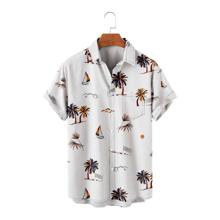 Hawaiian Shirt Flamingo Print Relaxed-Fit Casual Short Sleeve Novelty  Button-Down Shirts Beach Shirts Gift for Men