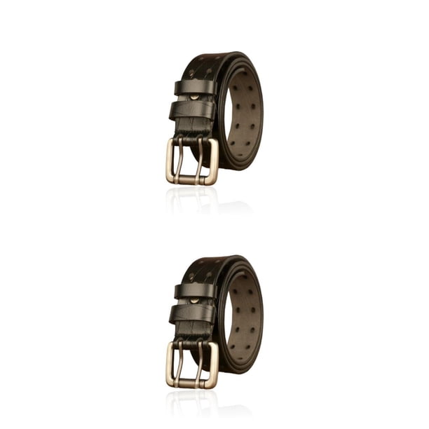 Cinturón de cuero Naiovety para hombres, hebilla doble, casual, lujo, Negro Type1 NO1