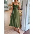 thumbnail image 6 of Women'S Striped Maxi Dress Spaghetti Strap Cut Out Flowy Long Dress Green S, 6 of 7