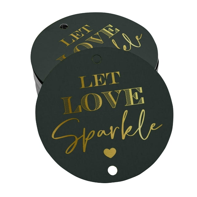 Inkdotpot Pack Of 50 Let Love Sparkle Wedding Favor Paper Tags Craft Real Gold Foil Hang Tags