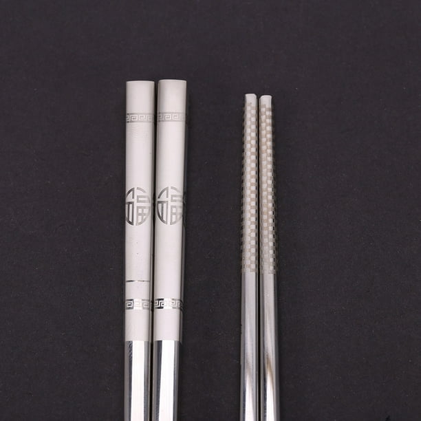 Palillos De Sushi De Acero Inoxidable, Vajilla Con Patrón De Grabado Elegante Para Fideos Coreanos Japoneses Chinos