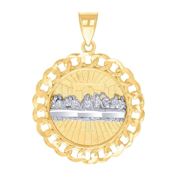 14k Two-tone Gold Mens Last Supper Religious Charm Pendant 29.8x22.3mm Wide Necklace for Men