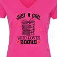 thumbnail image 4 of Inktastic Just A Girl Who Loves Books Women's V-Neck T-Shirt, 4 of 5