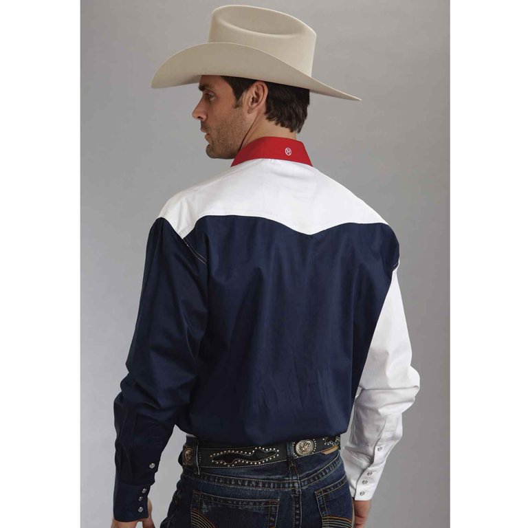 Roper Men's Western Long Sleeve Solid Snap Shirt - White - XL