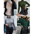 thumbnail image 5 of Ekouaer Women's Turtleneck Shirts Ribbed Pullover Sweater Long Sleeves Tops Midweight Thermal Underwear Blouse, 5 of 7