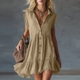 thumbnail image 2 of Summer Plus Size Dresses for Womens 2026 Fashion Crewneck Loose Half Sleeve Solid Knee-length Dress, 2 of 5