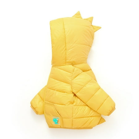 

WZHKSN Child Sweater Toddler Kids Baby Boys Girls Winter Warm Solid Dinosaur Padded Outerwear Hooded Jacket Outwear Coat