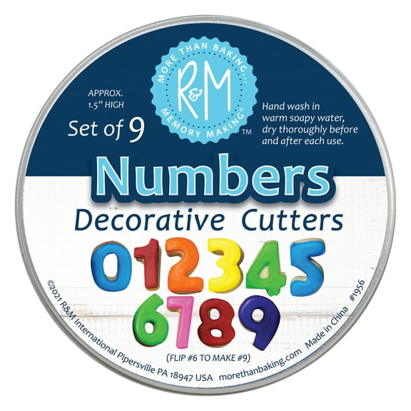 R&M International Mini Number Cookie Cutter 9 Piece Set in Can