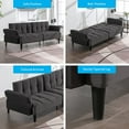 Mjkone 77" W Convertible Futon Sofa Bed, Velvet Loveseat Sleeper Sofa