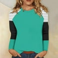thumbnail image 4 of GigrtiJin Women's Striped Color Block Tops Casual Long Sleeves Crew Neck Blouses Fall Fashion Loose Shirts, 4 of 9
