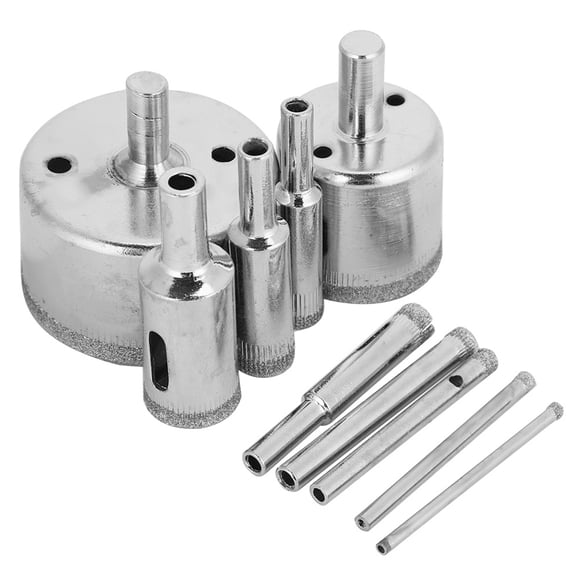 10Pcs Diamond Coated Core Drill Bit Set - Ideal for Drilling Holes in Tile, Ceramic, Glass, Porcelain, and Marble - Sizes Range from 3mm to 50mm