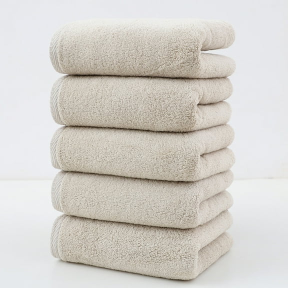 5-Pack Cotton Towels | 100% Natural Fiber Face & Body Washcloths | Ultra Absorbent & Quick-Dry | 30.7X13.38 Inches | Beige Color | Eu & Us Export Quality
