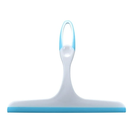 Multi-Surface Silicone Squeegee 10 – Streak-Free Shower Door Window & Car Windshield Wiper with Reusable Suction Hook Assorted Colors，Light Blue