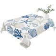 thumbnail image 2 of Navy Blue Coastal Table Cloth Waterproof Tablecloths, Summer Beach Coral Shell Ocean Tablecloth Dining Table Cover for Kitchen Party Tabletop Outdoor, Rectangle Tablecloth 60x84 Inch, 2 of 9