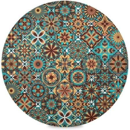 

Hyjoy Mexican Talavera Round Placemats Set of 1 Non-Slip Heat Resistant Washable Table Mats for Kitchen Dining Table Decoration 15.4 Inch