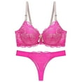 thumbnail image 3 of Vrotazzy Womens Thin Cup Lace Bra Set Shaped Push Up Underwear Matching Panty, 3 of 3