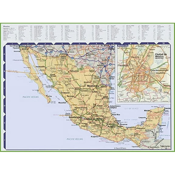 Iconic Arts Laminated 32x24 Poster: Road map of Mexico