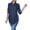 Navy, variant on Women's Collar V Neck Long Sleeve Slit Side Button Down Long Shirt Blouse Top Summer Blouse Fashion Clothing