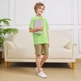 thumbnail image 5 of Ytxxxx Boys Knit Short Sleeve Shirt Comfortable Casual Crewneck Tee for Kids Youth Children Summer Top Light Green 7-8 Years, 5 of 5