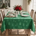 thumbnail image 3 of Sm:)e Pine Tree Snowflake Yarn Dyed Jacquard Woven Christmas Tablecloth 60x84 Inch, for Dining Decor, Rectangle, Green, 3 of 7