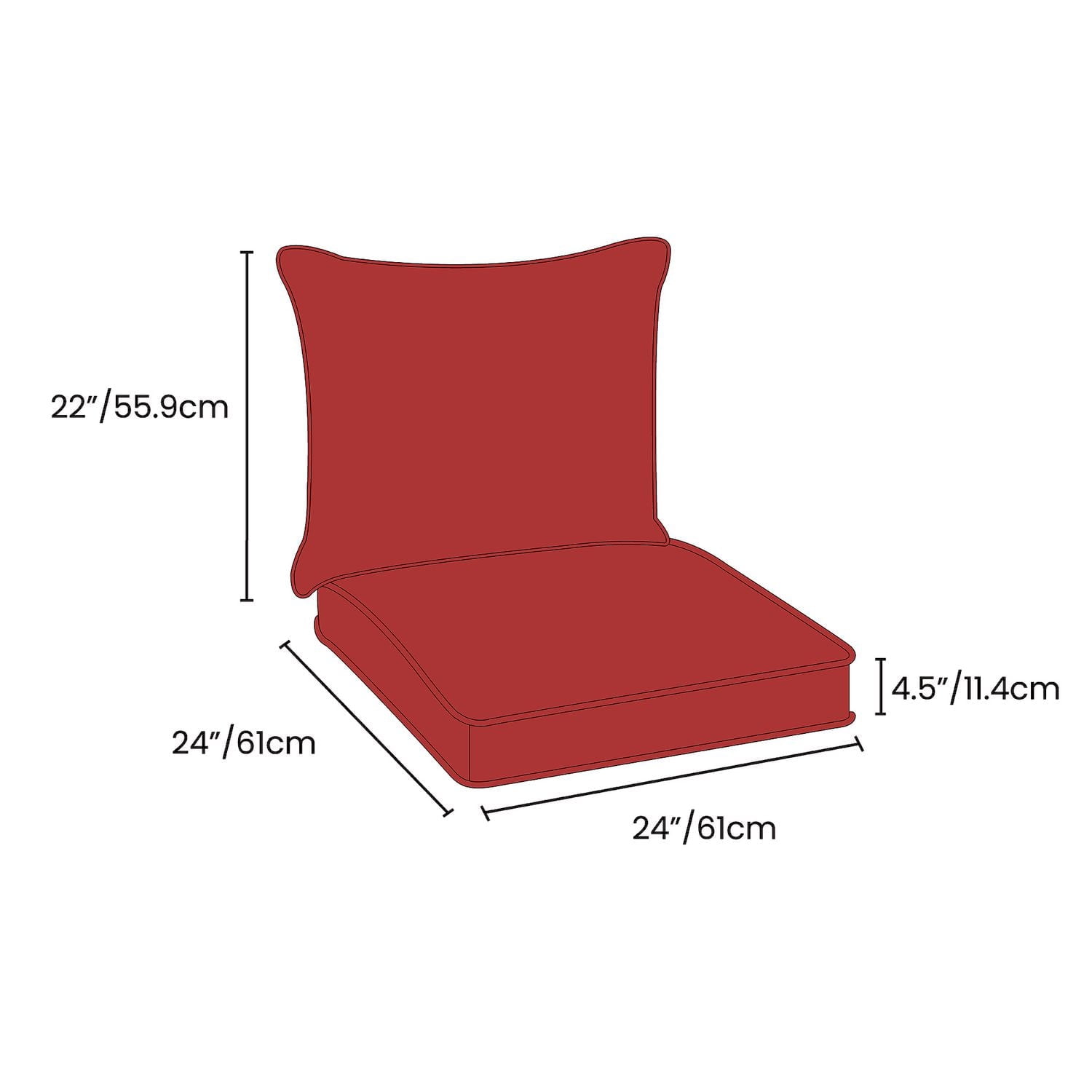 Coussin de siège profond de luxe HOMETRENDS Hydrofuge; Traité anti-UV