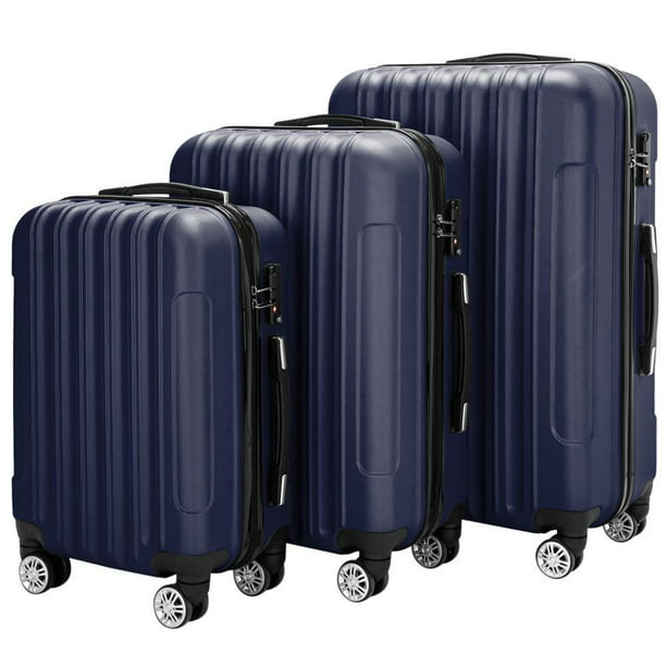 3 Piece Nested Spinner Wheels Suitcase Luggage Set TSA Lock Storage Bag ...