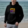 thumbnail image 3 of Women's Long Sleeve Hoodie Pullover Sweatshirt with Pockets Purple Car Graphic ' DRAG RACING ' Design Relaxed Fit, 3 of 7