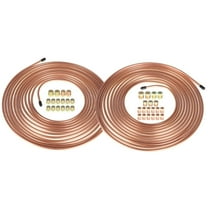 LABLT 25 ft 1/4 & 3/16 Brake Line Tubing Kit Copper Plating Tube Roll with 16 & 16 Fittings