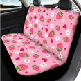 thumbnail image 3 of Qpednta Pink Strawberry 14 Pieces Car Seat Covers with Headrest Cover and Steering Wheel Cover Center Console Cover Auto Seat Belt Cover Cars Water Cup Coaster Comfortable for Car SUV, 3 of 6