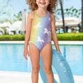 thumbnail image 3 of Uorisanigo Colorful Dream Horse Little Girls Swimsuits Size 9-10 One Piece with Crossback Straps Beach Swimming Suit Quick Dry Athletic Bathing Suit Swimwear, 3 of 7