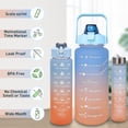 thumbnail image 3 of Water Bottle with Straw, 2L Extra Large Motivational Water Cup Reusable Plastic Water Jug, Sport Bottles for Gym Fitness Outdoor, Christmas Idea Gifts, 3 Pcs Blue, 3 of 8