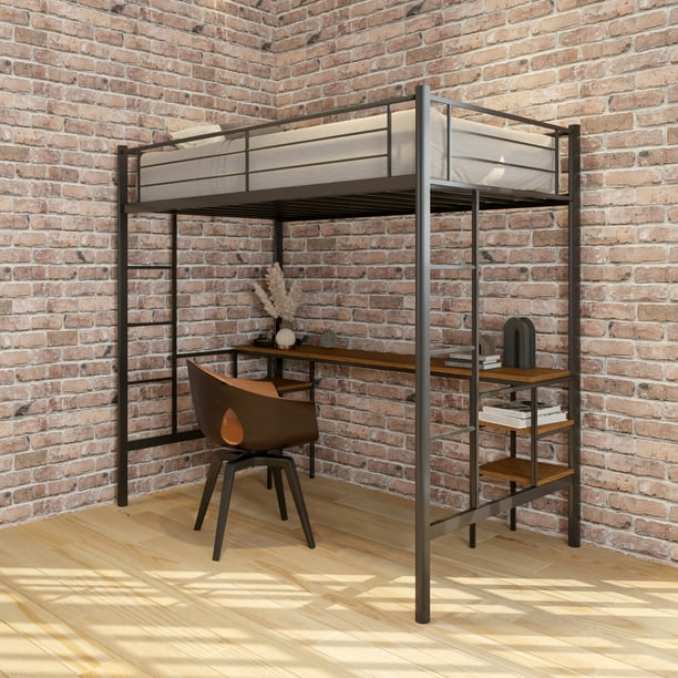 Twin Loft Bed With Desk And Storage, Twin Bed Frame With Desk Underneath The Floor
