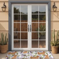 Yorkie Dog and Flower Florals Door Rugs,Washable Non Slip Door Mats Indoor,Decorative Door Mats,Entry Mat Indoor for Entrance,Bedroom,Kitchen,Bathroom,16"x47"