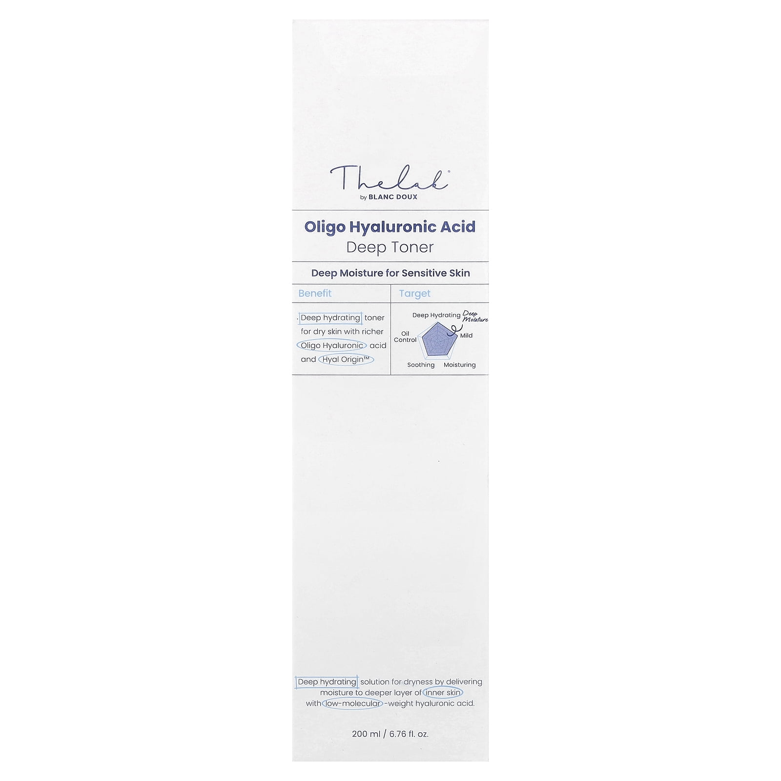 The Lab by BLANC DOUX Oligo Hyaluronic Acid Deep Toner, 6.76 fl oz (200 ml)