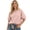 Light Pink, variant on Womens Puff Bubble Short Sleeve Tops Crew Neck Satin Elastic Hem Casual Shirt Loose Fit Casual Blouse
