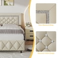 thumbnail image 3 of 4 EVER WINNER King Bed Frame, Upholstered Platform Bed Frame with Headboard and Footboard, Diamond Headboard and Footboard Design, Beige, 3 of 7