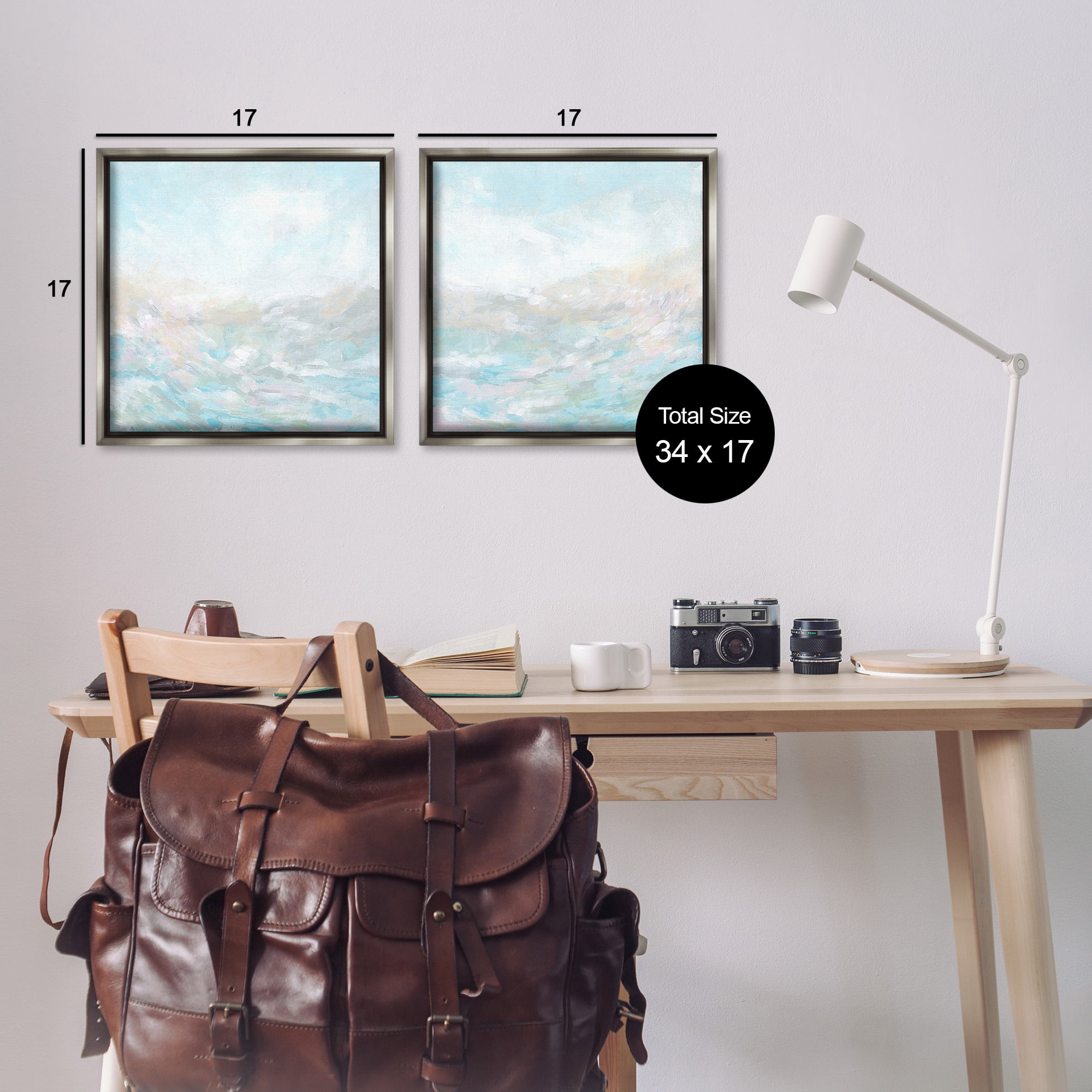 Stupell Industries Abstract Fog Landscape Landscape Painting Gray Floater Framed Canvas Art Print Wall Art, 18 x 18, Set of 2