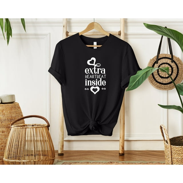 T-shirt Extra Heartbeat Inside, Annonce de Bébé, Révélation de Grossesse, Maman Future, Nous Sommes - Blanc - 4TG