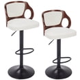 thumbnail image 5 of VECELO Bar Stools Set of 4, Mid-Century Modern Adjustable Swivel Barstools with PU Leather Upholstery Walnut Bentwood Back & Footrest, White, 5 of 9