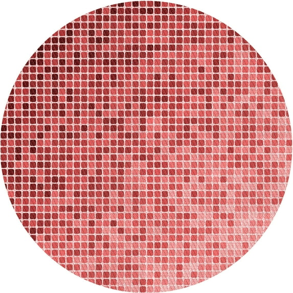 Ahgly Company Machine Washable Indoor Round Transitional Pastel Pink Area Rugs, 6' Round