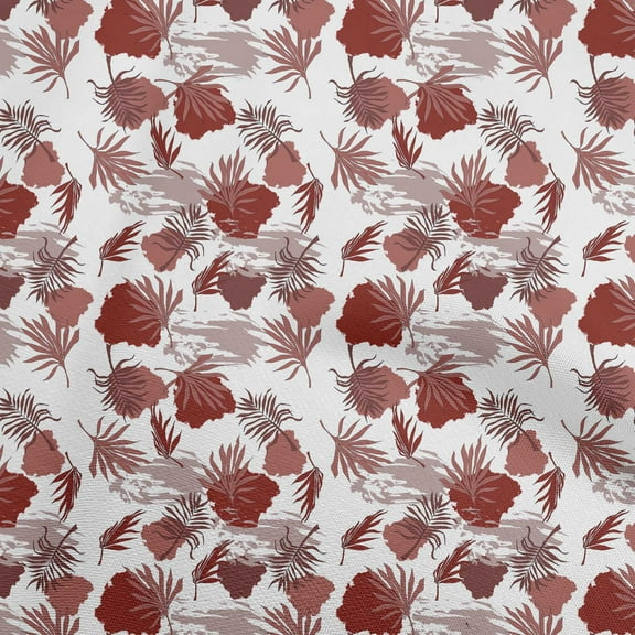 oneOone Georgette Viscose Maroon Fabric Leaf With Abstract Texture Fabric For Sewing Printed Craft Fabric By The Yard 42 Inch Wide