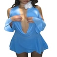 thumbnail image 4 of PENGXIANG Robe Mini à Col Licou pour Femmes, Décolleté Plongeant en V Profond, Robe Courte à Manches Épaules Dénudées, Robe à Volants pour Sortir, 4 of 9
