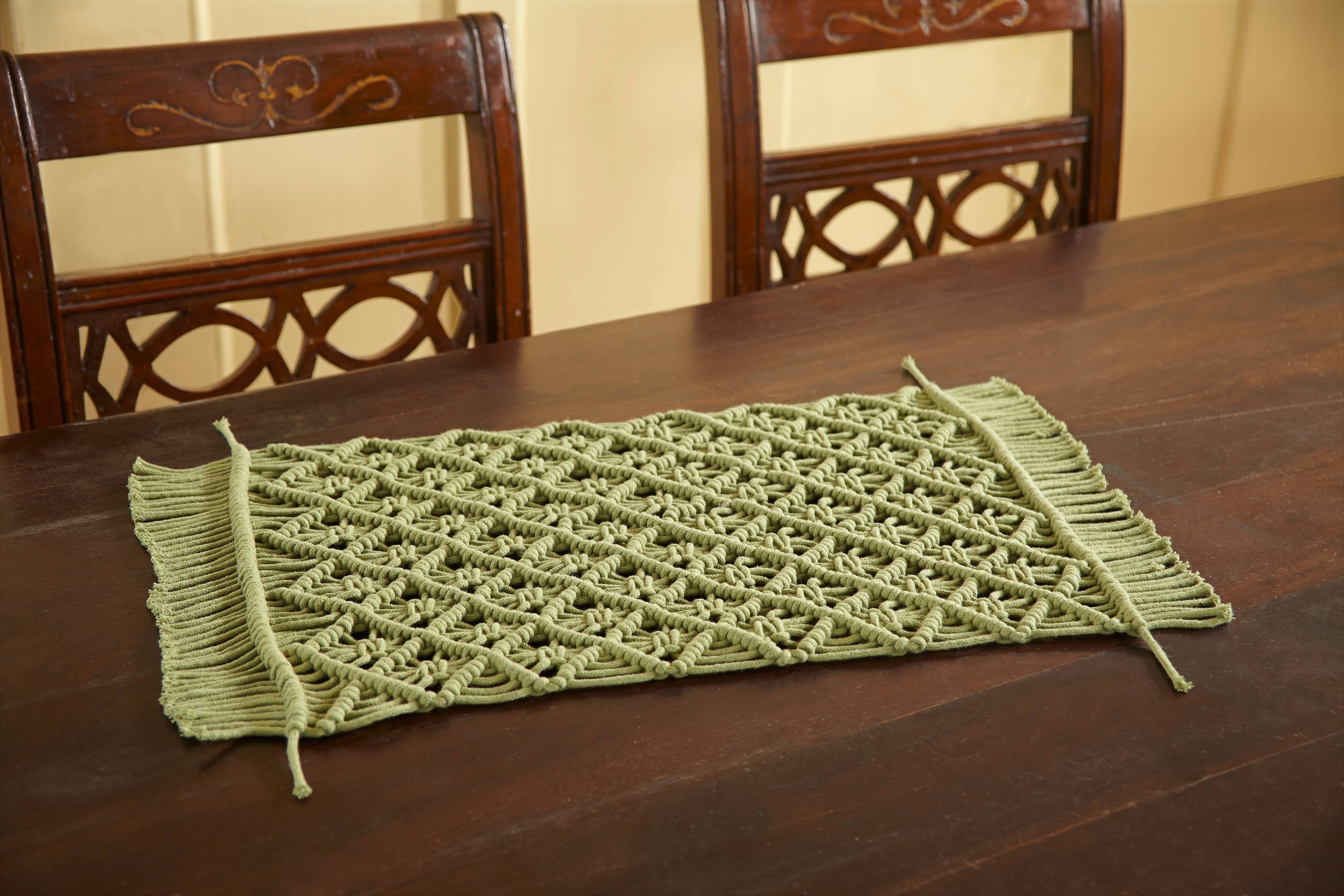 Macrame Solid Placemats 12X18 Sage