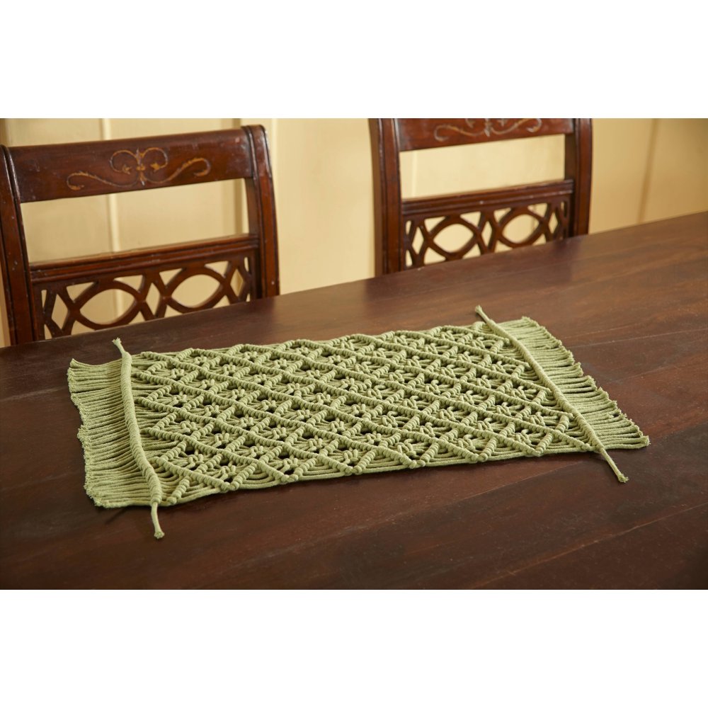 Macrame Solid Placemats 12X18 Sage