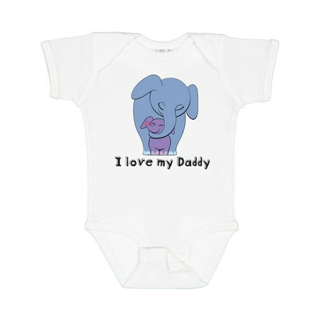 

Inktastic I Love My Daddy Elephant Blue Purple Gift Baby Boy or Baby Girl Bodysuit