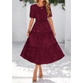 thumbnail image 4 of Vestido MIDI KIRUNDO para mujer, de verano, con estampado floral, color rojo vino, 4 of 8