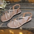 thumbnail image 6 of Rose Gold Women'S Rhinestone Flat Sandals With Elastic Strap Sparkling Rhinestone Embellished Comfortable Breathable Casual For Summer Durable Non Slip Sole 9.84In, 6 of 9