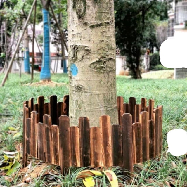 OULII Protect Fruits Landscape Border Edging Fence Coffee Wood 1 Set