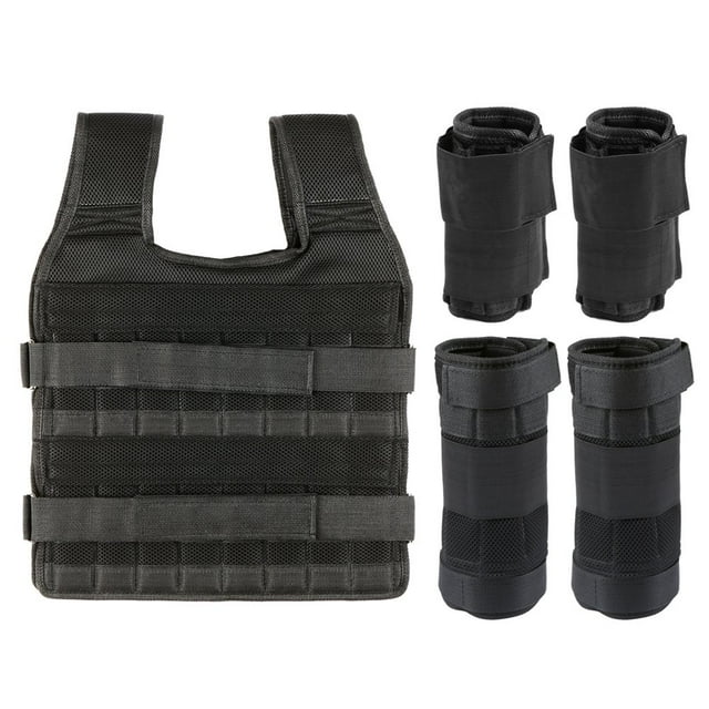 Max Loading 15kg/35kg Adjustable Vest Weight Exercise Weight Loading Cloth Strength Training with 6kg Leg Weight 5kg Arm Weight (Empty)